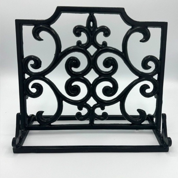 Unbranded Other - Fleur De Lis Cast Wrought Iron Scroll Cook Book Easel Stand Holder, 10 1/2" tall